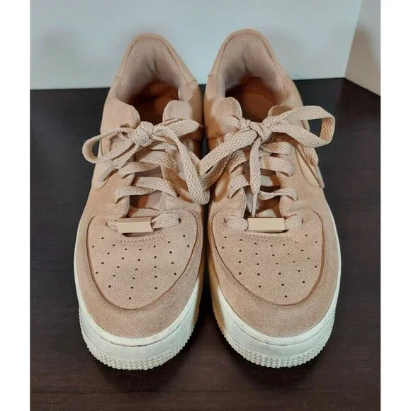 Nike Womens Air Force 1 Sage Low Sneakers Shoes Pink AR5339-201 Suede Lace Up 7 - Picture 2 of 8